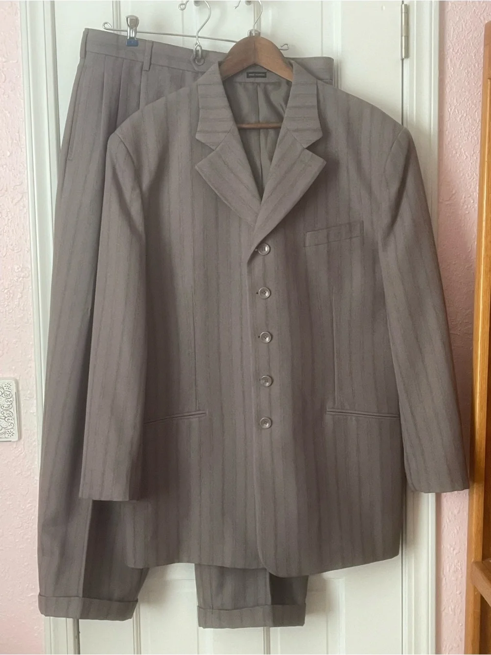 Gray Pinstripe Two-Piece Suit Jacket & Trousers